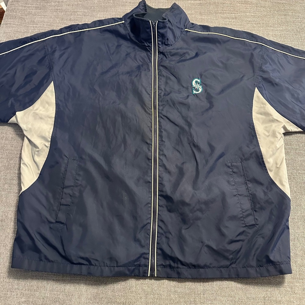 Majestic Seattle Mariners Windbreaker Mens XXL Navy Blue Full Zip MLB Jacket